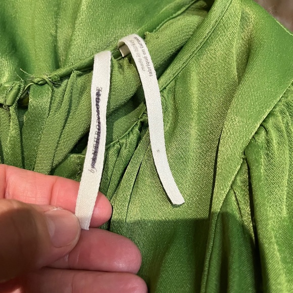 Free People Green Satin Wide Leg Jumpsuit Size S - Picture 16 of 16